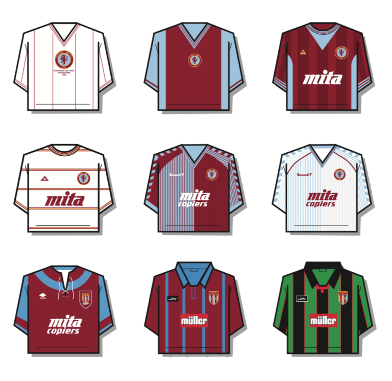 Aston Villa Shirt History T-Shirt - Football Bobbles