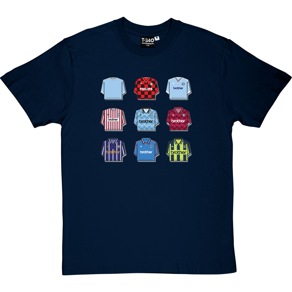Manchester City Shirt History T-Shirt - Football Bobbles